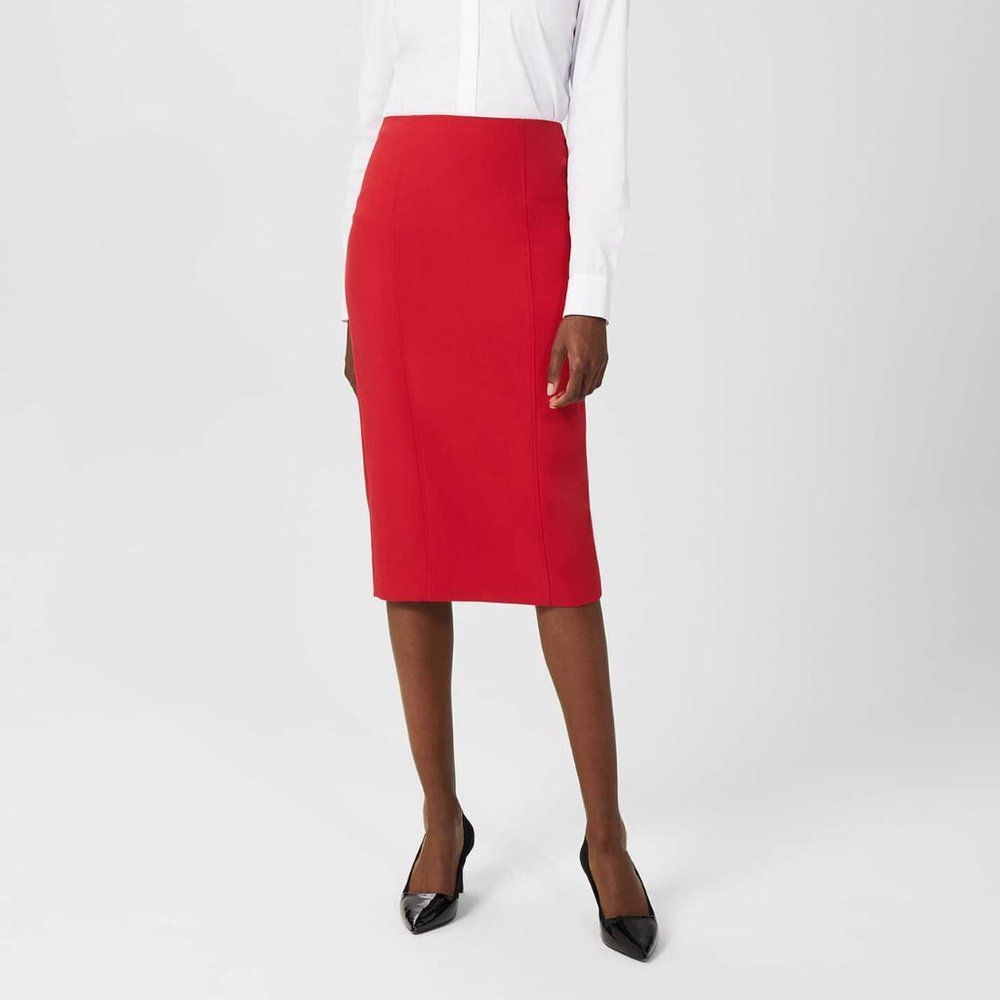 HOBBS LONDON RED SCARLET BEATRIX PENCIL SKIRT LINED WOMENS 12
